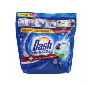 Гель-капсули для прання Dash 3в1 Extra-Igienizzante дезінфікуючі (36 прань)