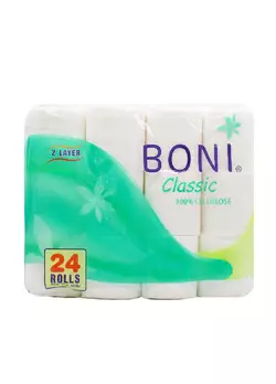 Туалетний папір BONI Classic двошаровий 24 рулони