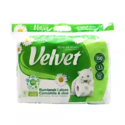 Туалетний папір Velvet Camomile тришаровий 150 відривів 12 рулонів Туалетний папір Velvet Camomile тришаровий 150 відривів 12 рулонів