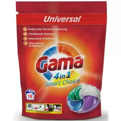 Гель-капсули для прання GAMA 4в1 Універсальні 18 шт