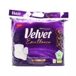 Туалетний папір Velvet Excellence Silk Proteins чотиришаровий 160 відривів 9 рулонів Туалетний папір Velvet Excellence Silk Proteins чотиришаровий 160 відривів 9 рулонів