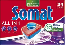 Таблетки для посудомийної машини Somat 24 шт Все в 1
