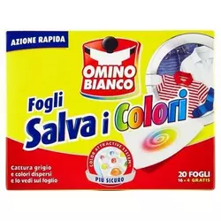 Серветки-пастка кольору для прання кольорових речей Omino Bianco 20 шт.