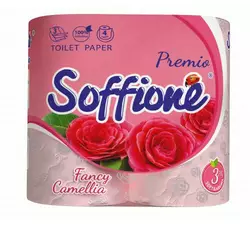 Папір туалетний Soffione Premio 3-х шаровий 4рулони камелія