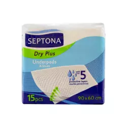 Пелюшки вологопоглинаючі Septona одноразові Dry Plus 60*90 15 шт