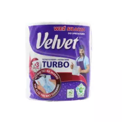 Паперові рушники Velvet Turbo тришарові 1 рулон 330 відривів Паперові рушники Velvet Turbo тришарові 1 рулон 330 відривів