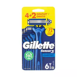 Gillette Sensor 3 одноразові бритви для гоління чоловічі 4+2 шт.