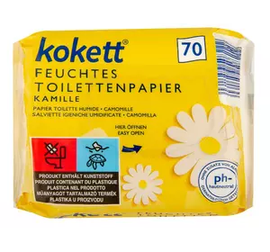 Вологий туалетний папір-салфетки Kokett Kamille 70 шт Вологий туалетний папір-салфетки Kokett Kamille 70 шт